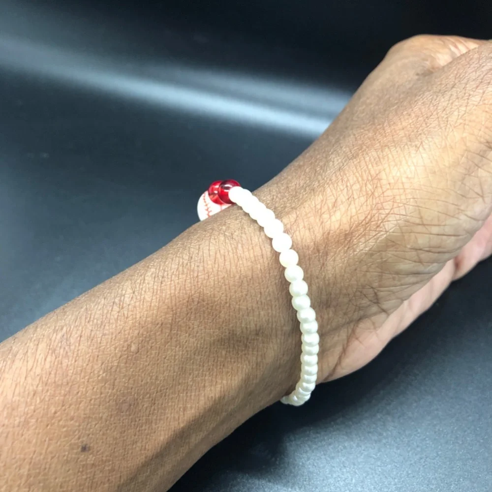Baseball Faux Pearls Beaded Stretch Bracelets - Picture 8 of 9